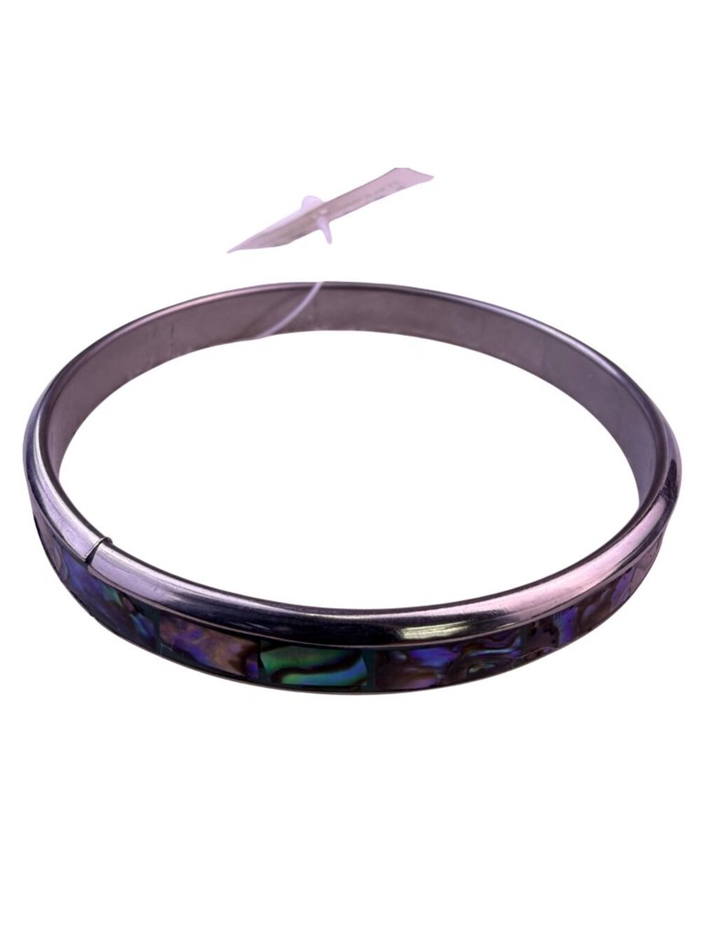 Balikbayan Womens Silver Tone Paua Shell Bangle Bracelet Handcrafte